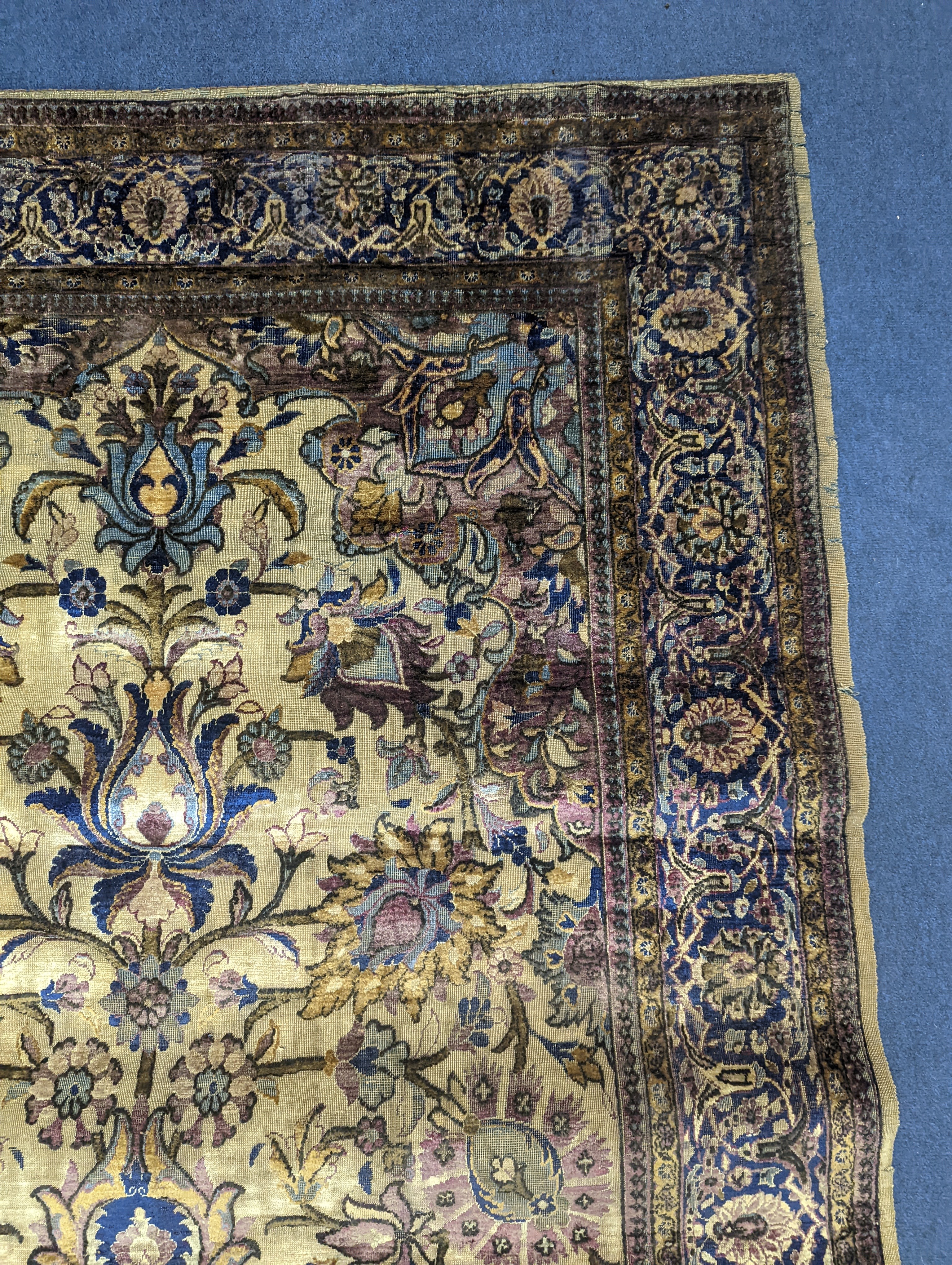 A Persian tree of life silk rug, 206 x 128cm